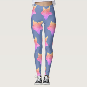 Blue fade cucumber flower leggings