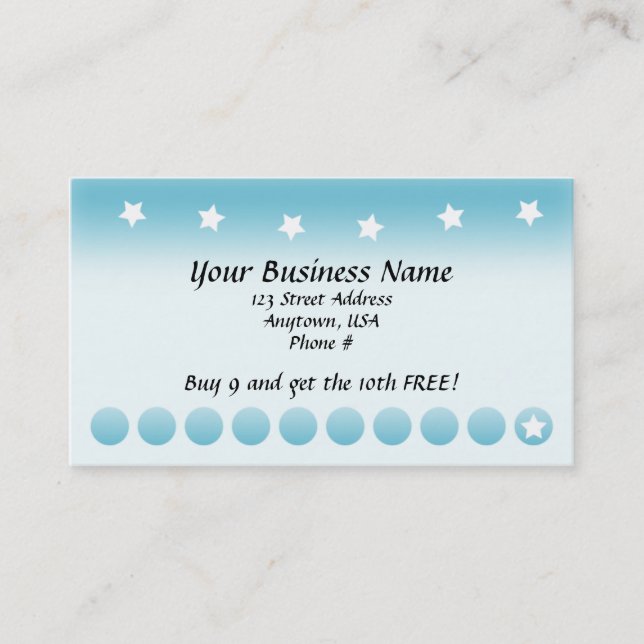 Blue Fade with Stars Customer Loyalty Cards (Front)