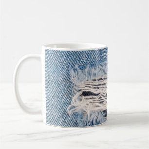 Blue faded ripped jeans, Textures ripped jeans bac Coffee Mug