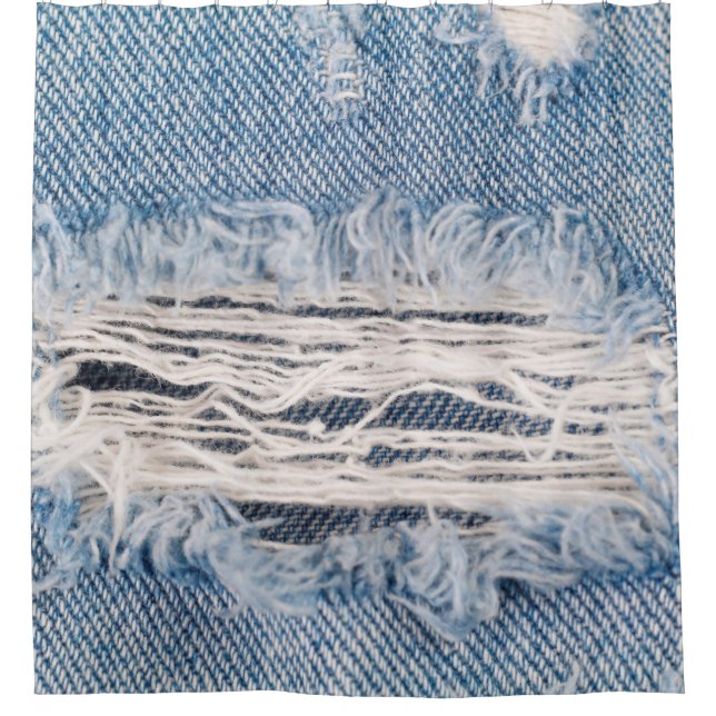 Blue faded ripped jeans, Textures ripped jeans bac Shower Curtain (Front)