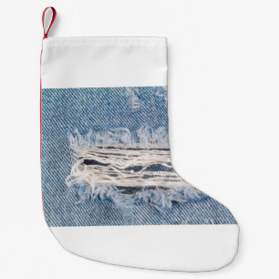 Blue faded ripped jeans, Textures ripped jeans bac Small Christmas Stocking
