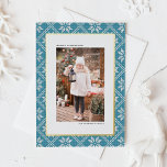 Blue Fair Isle Knit Pattern Photo Christmas Foil Holiday Card<br><div class="desc">Send warm holiday wishes wrapped in a cosy, festive design with this gold foil Christmas Card, featuring a charming Fair Isle knit pattern background. The intricate design evokes the comforting feel of winter warmth and holiday cheer. This customisable photo Christmas card offers a festive backdrop to your own personal photo....</div>
