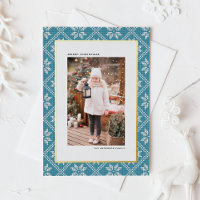 Blue Fair Isle Knit Pattern Photo Christmas