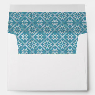Blue Fair Isle Sweater Knit Pattern Christmas Envelope