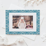 Blue Fair Isle Winter Knit Pattern Photo Christmas Holiday Postcard<br><div class="desc">Send warm holiday wishes wrapped in a cosy, festive design with this Photo Christmas Postcard, featuring a charming Fair Isle knit pattern background. The intricate design evokes the comforting feel of winter warmth and holiday cheer. This customisable photo Christmas postcard offers a festive backdrop to your own personal photo. Customise...</div>
