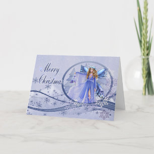 Blue Fairy Christmas Holiday Card