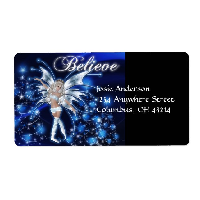 Blue Fairy/Fae 2 Christmas Address Labels (Front)