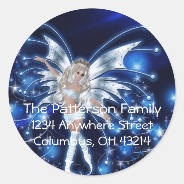 Blue Fairy/Fae Christmas Return Address Labels (Front)