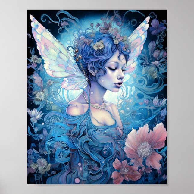 Blue Fairy Fantasy Art Poster (Front)