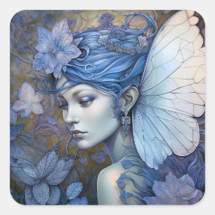 Blue Fairy Fantasy Art Square Sticker