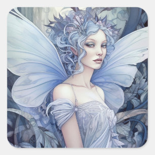 Blue Fairy Fantasy Art Square Sticker
