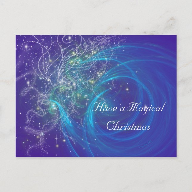 BLUE FAIRY LIGHTS HOLIDAY POSTCARD (Front)