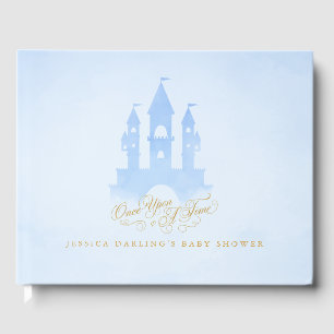 Blue fairy tale castle baby shower Guest Book
