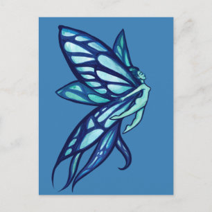 Blue Fairy Wings Faerie Garden Art Postcard