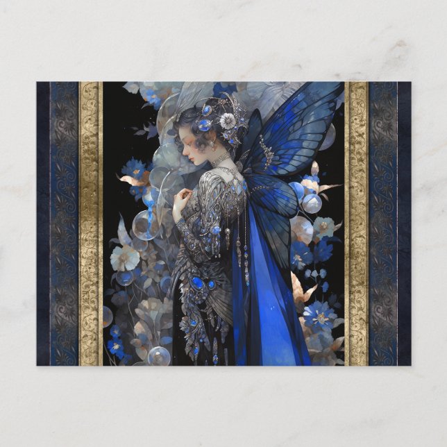 Blue Fairy Woman Fantasy Art Postcard (Front)
