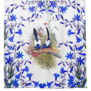 Blue Fairy-Wren Birds Wildlife Animals Floral Shower Curtain