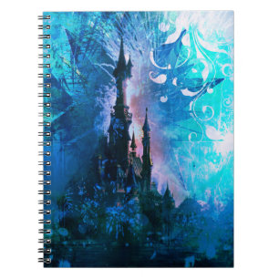 Blue Fairytale Fantasy Castle Grunge Notebook