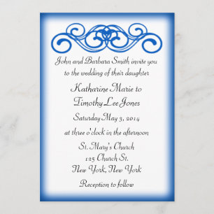 Blue Fairytale Scroll Wedding Invitation