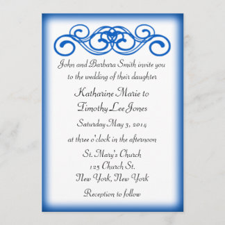 Blue Fairytale Scroll Wedding Invitation