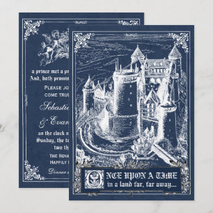 Blue Fairytale Storybook Wedding Invites