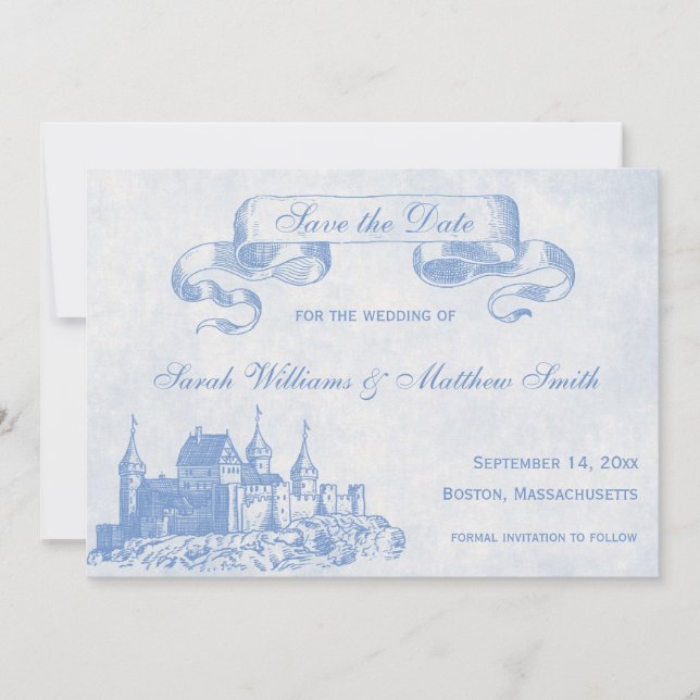 Blue Fairytale Wedding Save the Date (Front)