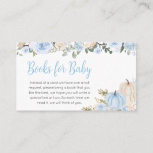Blue Fall Floral Pumpkin Books for Baby Enclosure Card