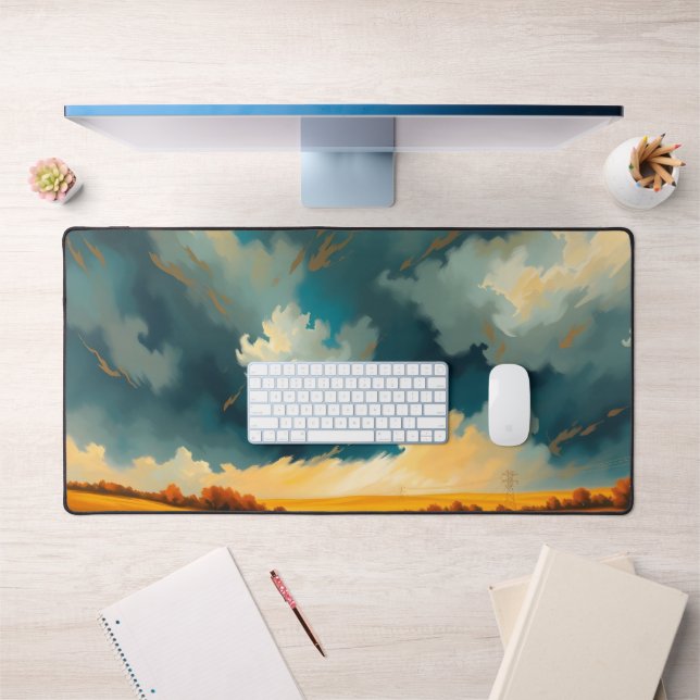 Blue Fall Mountain Desk Mat - Autumn Nature Desk P (Office 1)
