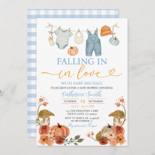 Blue Fall Pumpkin Baby Clothes Baby shower  Invitation