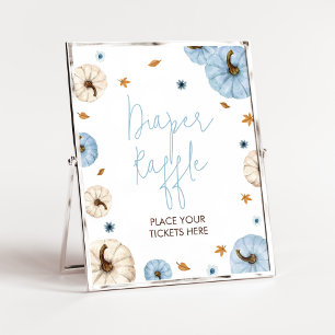 Blue Fall Pumpkin Baby Shower Diaper Raffle Poster