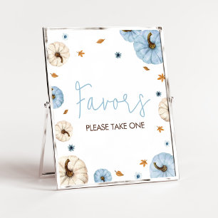 Blue Fall Pumpkin Baby Shower Favours Poster