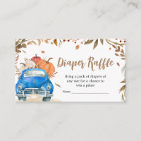 Blue Fall Pumpkin Truck Baby Shower Diaper Raffle