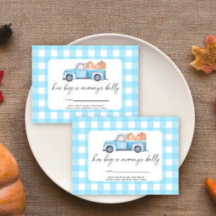 Blue fall truck - how big is mummy's belly  enclosure card