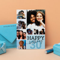 Blue Family Friends Photo Collage Happy Birthday