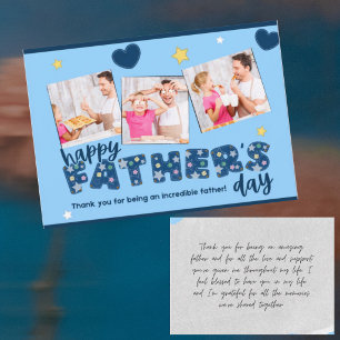 Blue Family Photos Collage Father's Day Card