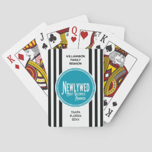 Blue Family Reunion Award Newlywed Newly Married Playing Cards