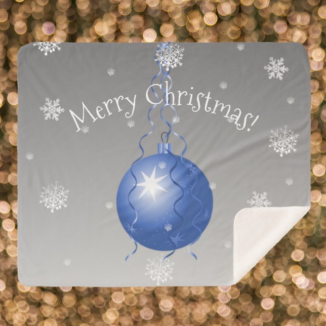 Blue Fancy Christmas Ornament Sherpa Blanket (Blue Fancy Christmas Ornament Sherpa Blanket)
