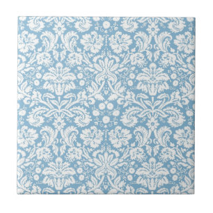 Blue fancy damask pattern tile