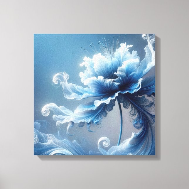 Blue Fancy Fantasy Flower Canvas Print (Front)