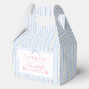 Blue Fancy Floral Baby Shower Gable Favor Favour Box