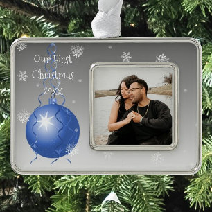 Blue Fancy Ornament Christmas Framed Ornament