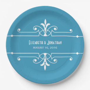 Blue Fancy Ornamental Paper Plates
