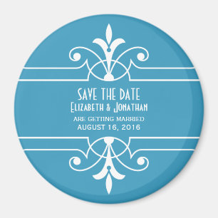 Blue Fancy Ornamental Save the Date Magnet