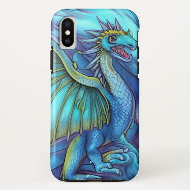 Blue Fantasy Dragon Illustration Case-Mate iPhone Case (Back)
