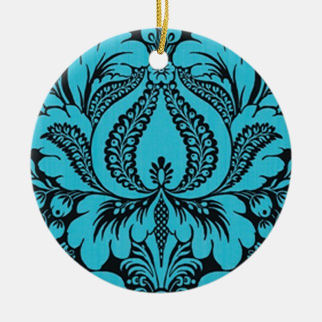 Blue  Fantasy Floral Ornament (Front)