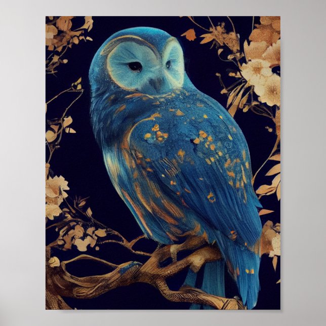 Blue Fantasy Owl Poster (Front)