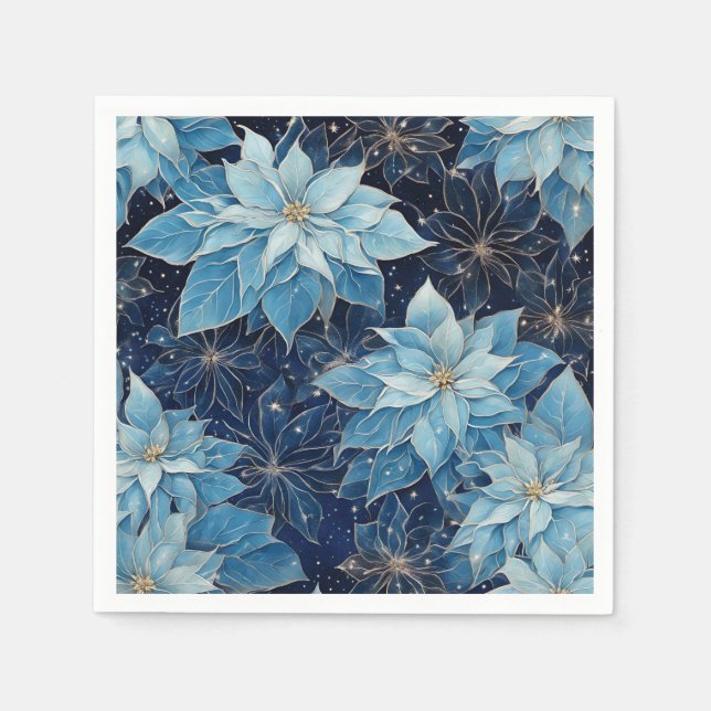 Blue Fantasy Poinsettia Napkin (Front)