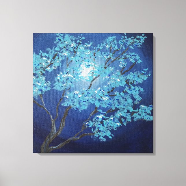 Blue Fantasy Tree Romantic Art Wedding Gift Canvas Print (Front)