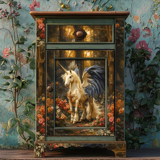 Blue Fantasy Unicorn Woodland Decoupage Tissue Paper (Creator Uploaded)