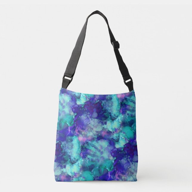 blue fantasy watercolors : crossbody bag (Front)