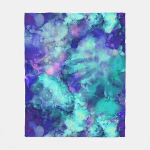 blue fantasy watercolors : fleece blanket